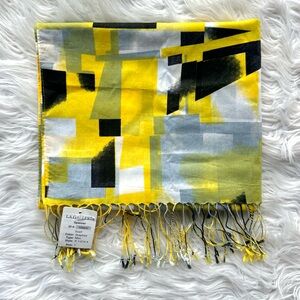 Abstract Yellow and Gray Cotton Scarf NWT